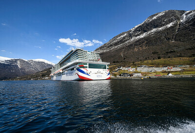 P&O Cruises ship in the Norwegian Fjords